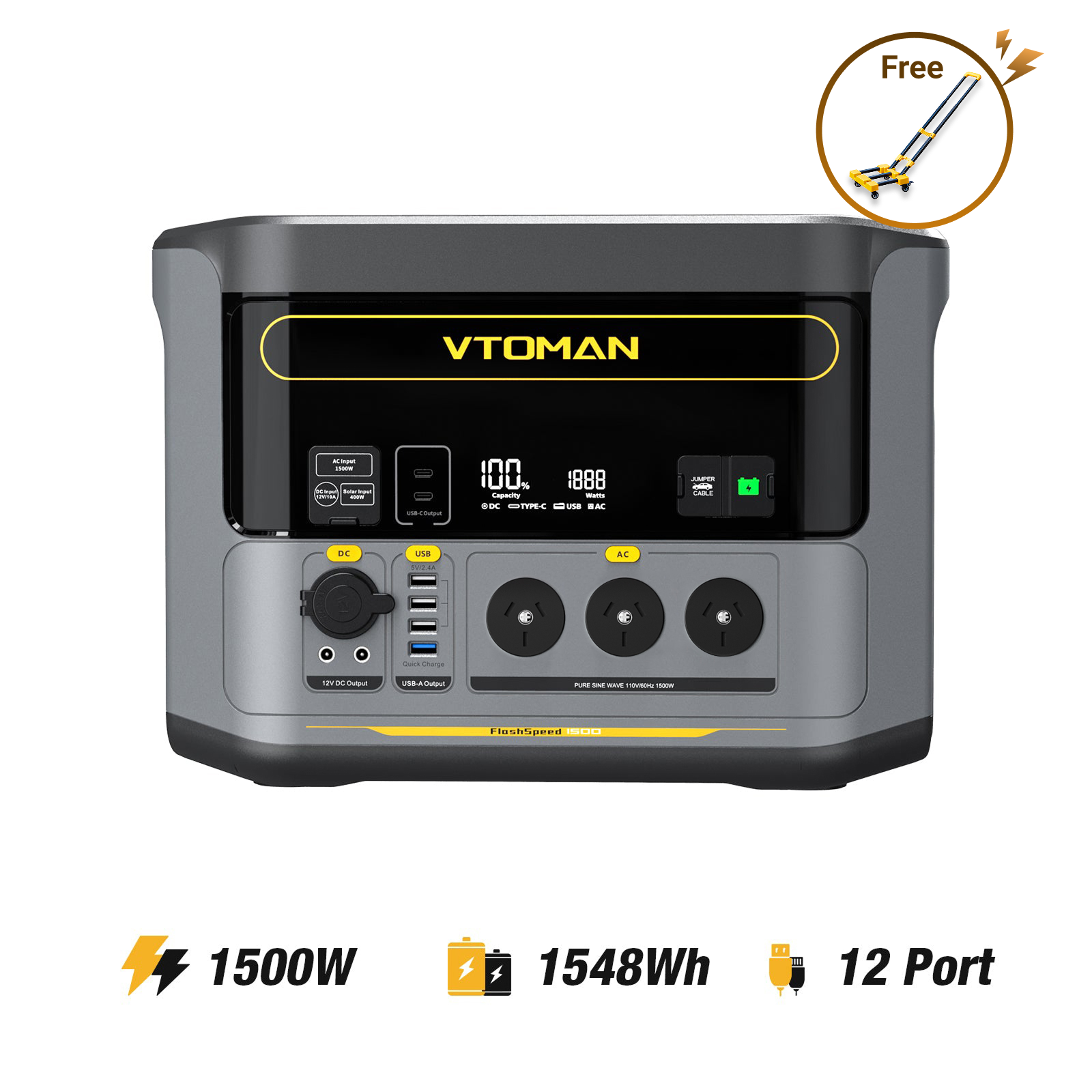 VTOMAN FlashSpeed 1500 solar powered generator 1500W Output