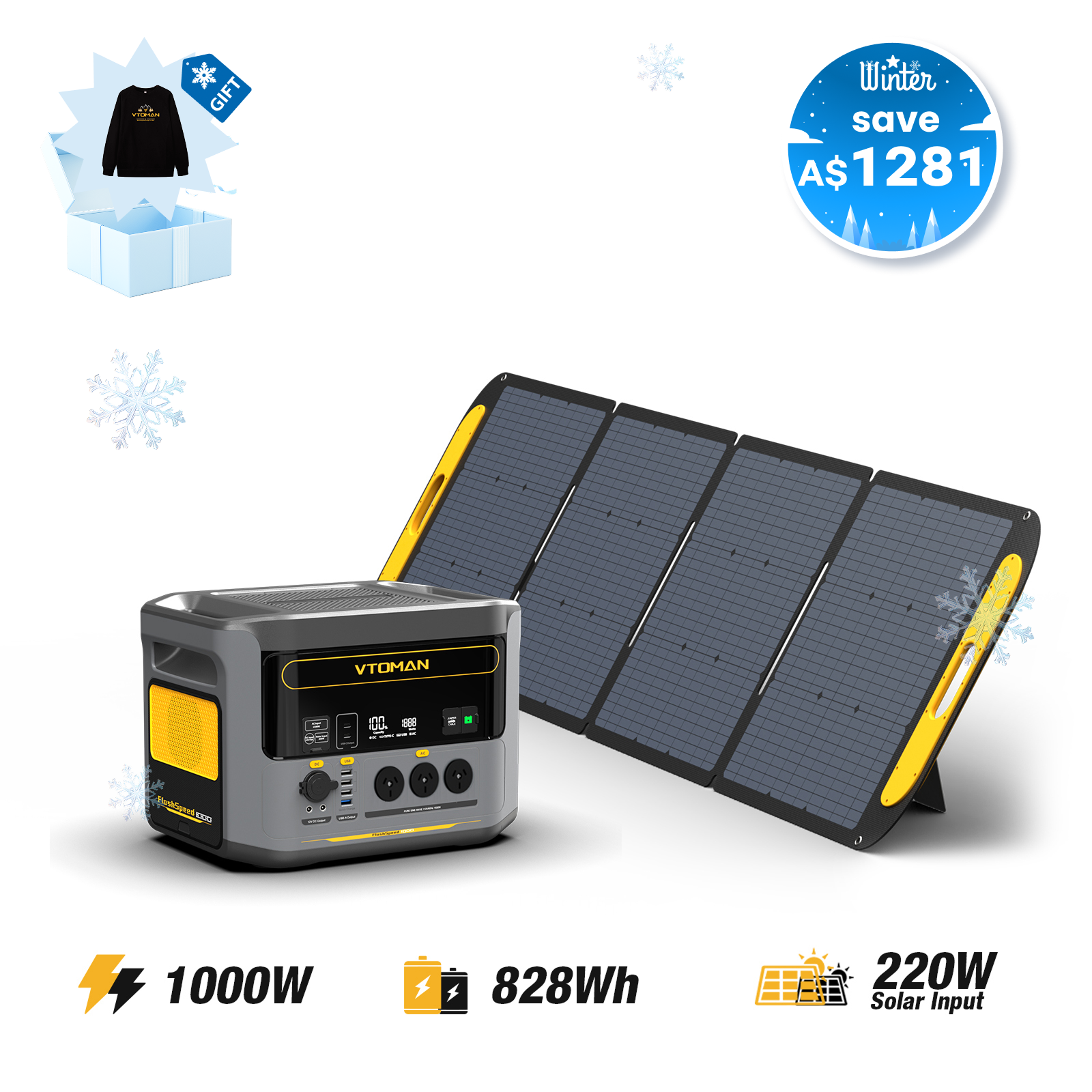 Bundle FlashSpeed 1000+VS220 Solar Panel