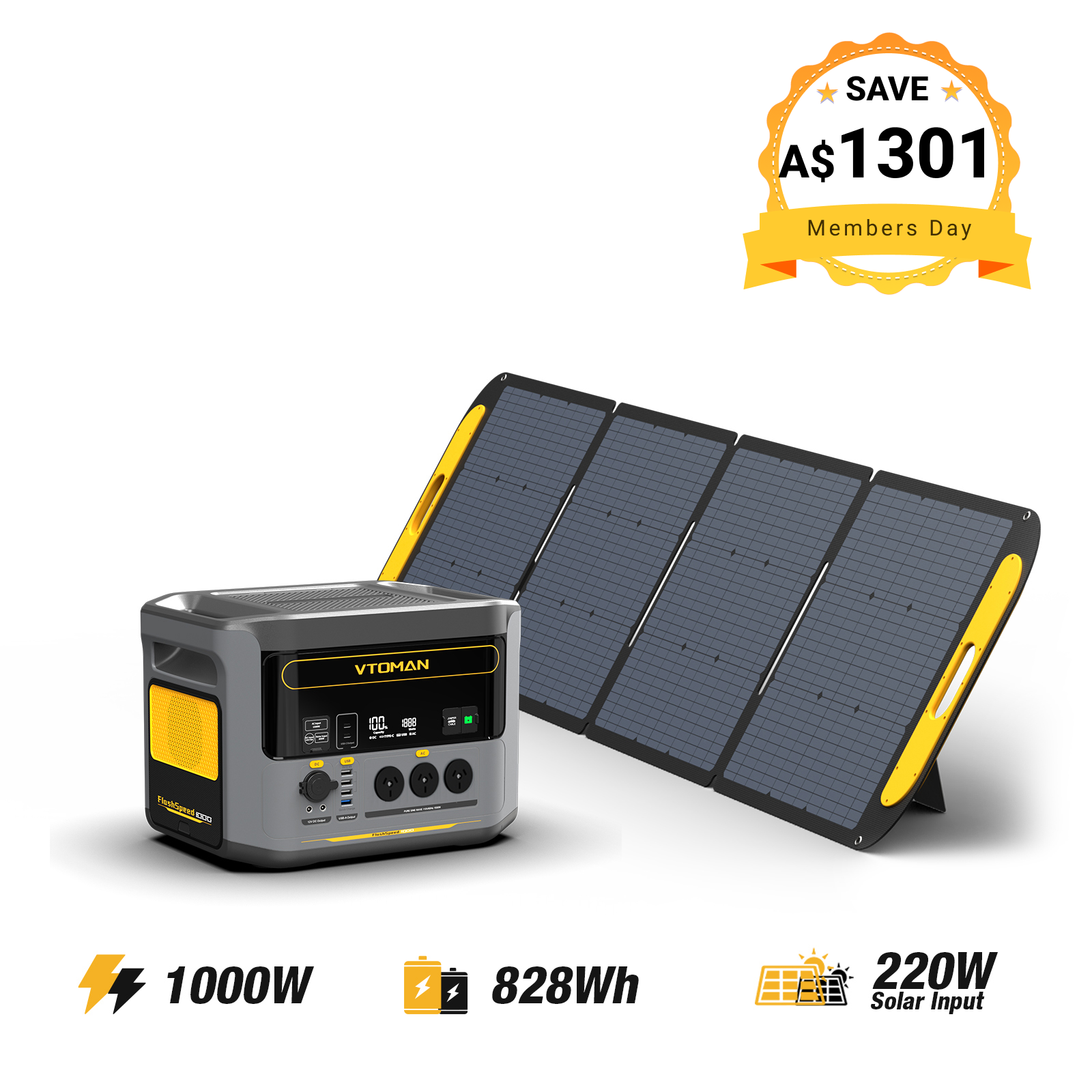 VTOMAN FlashSpeed 1000 Power Station 828Wh | 1000W