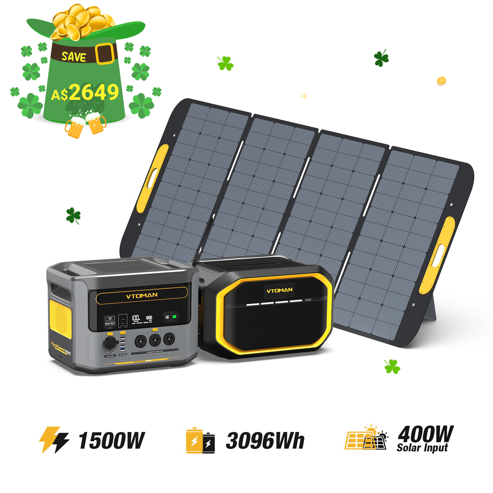 Bundle FlashSpeed 1500+1548Wh Extra Battery+400W Solar Panel