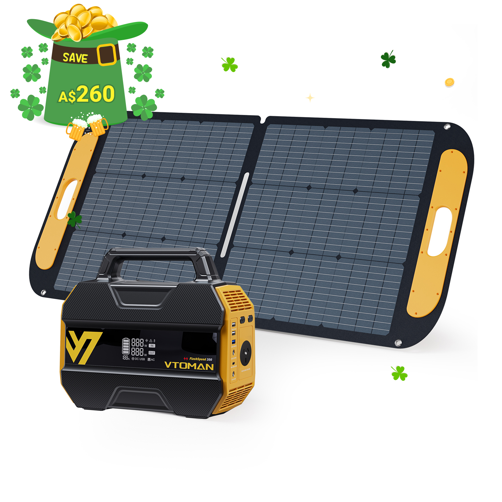 VTOMAN FlashSpeed 300 +110W Solar Panel