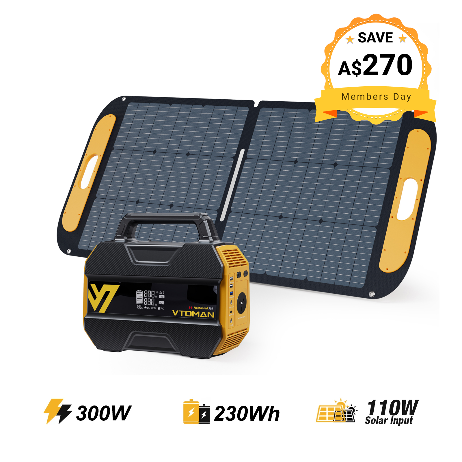 VTOMAN FlashSpeed 300 +110W Solar Panel
