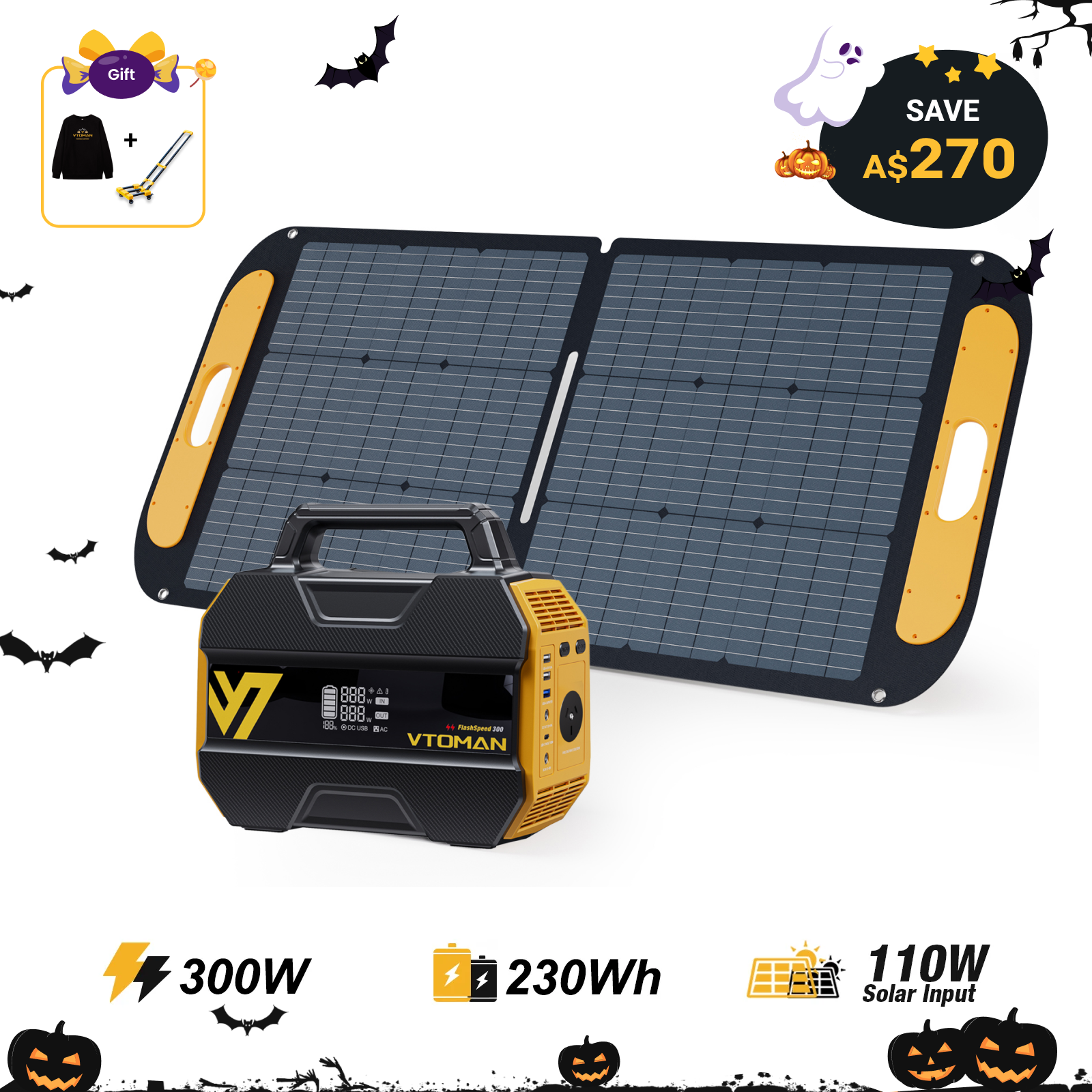 VTOMAN FlashSpeed 300 +110W Solar Panel