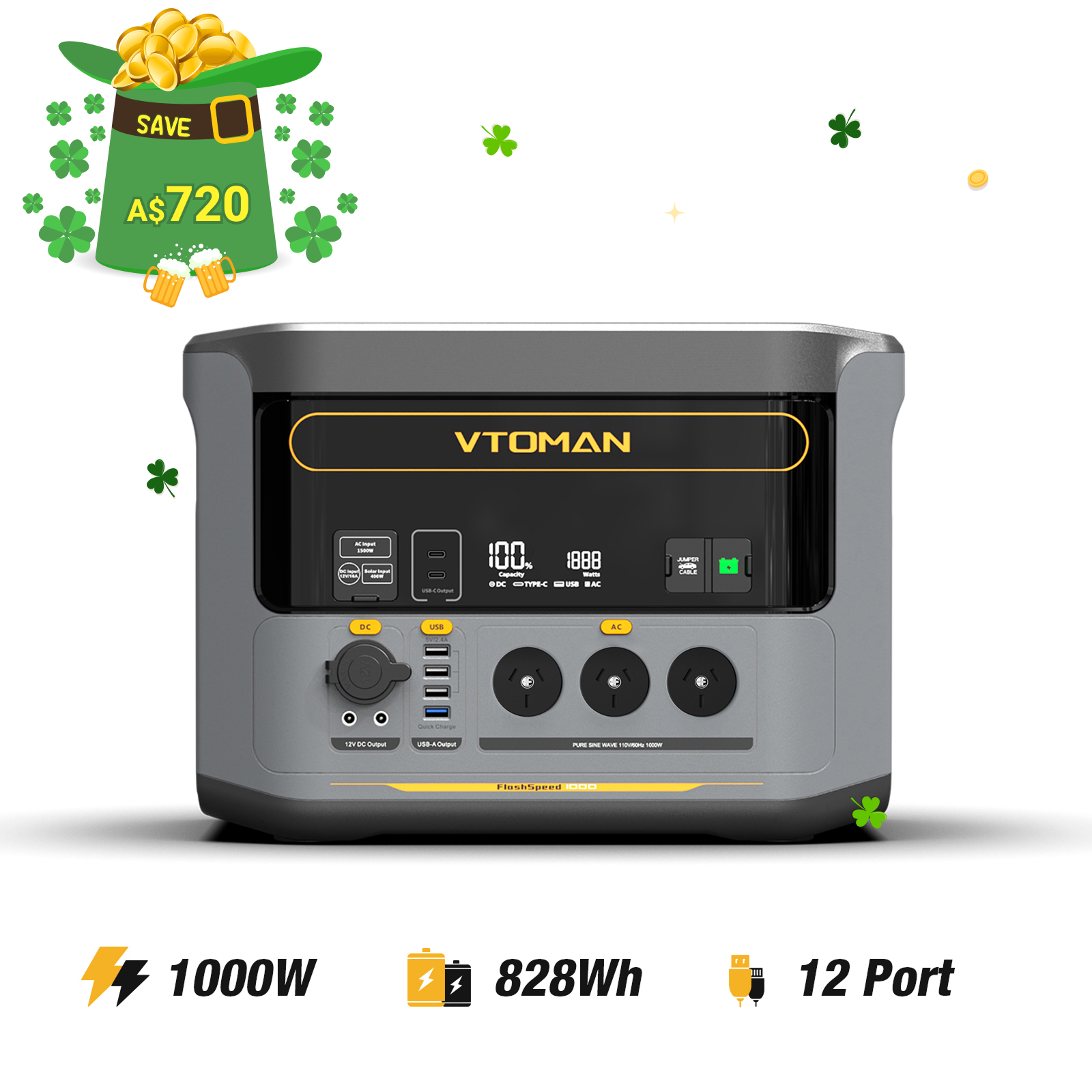 VTOMAN FlashSpeed 1000 Power Station 828Wh | 1000W