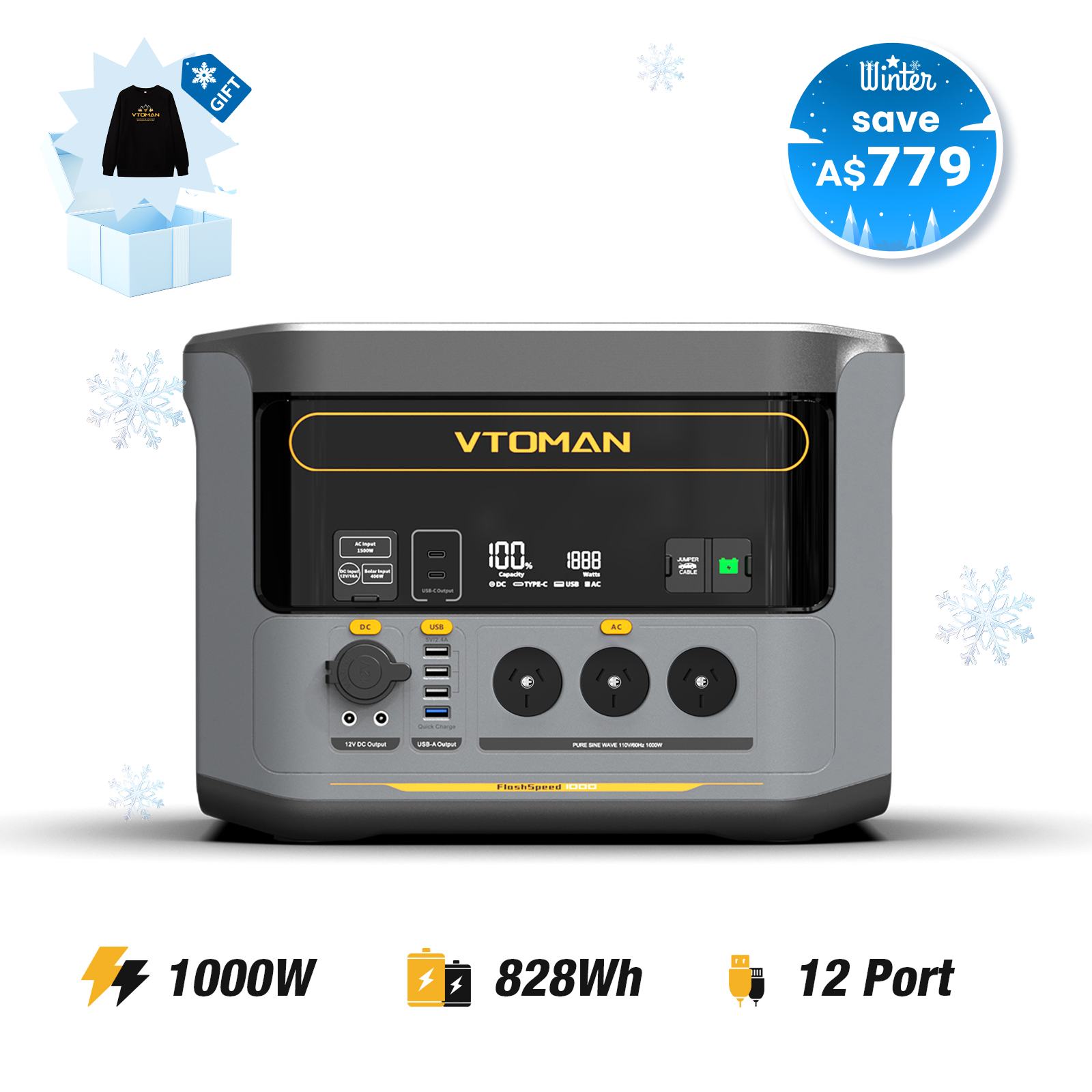 VTOMAN FlashSpeed 1000 Power Station 828Wh | 1000W