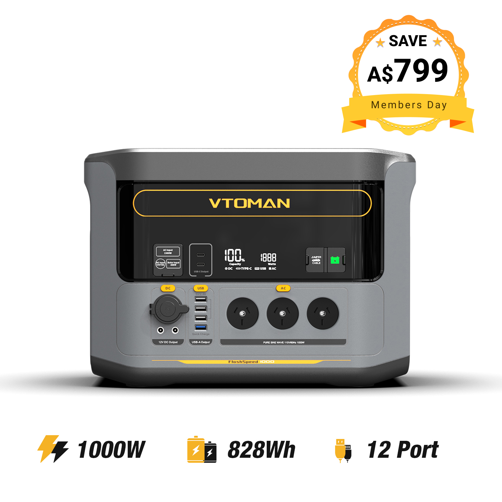 VTOMAN FlashSpeed 1000 Power Station 828Wh | 1000W
