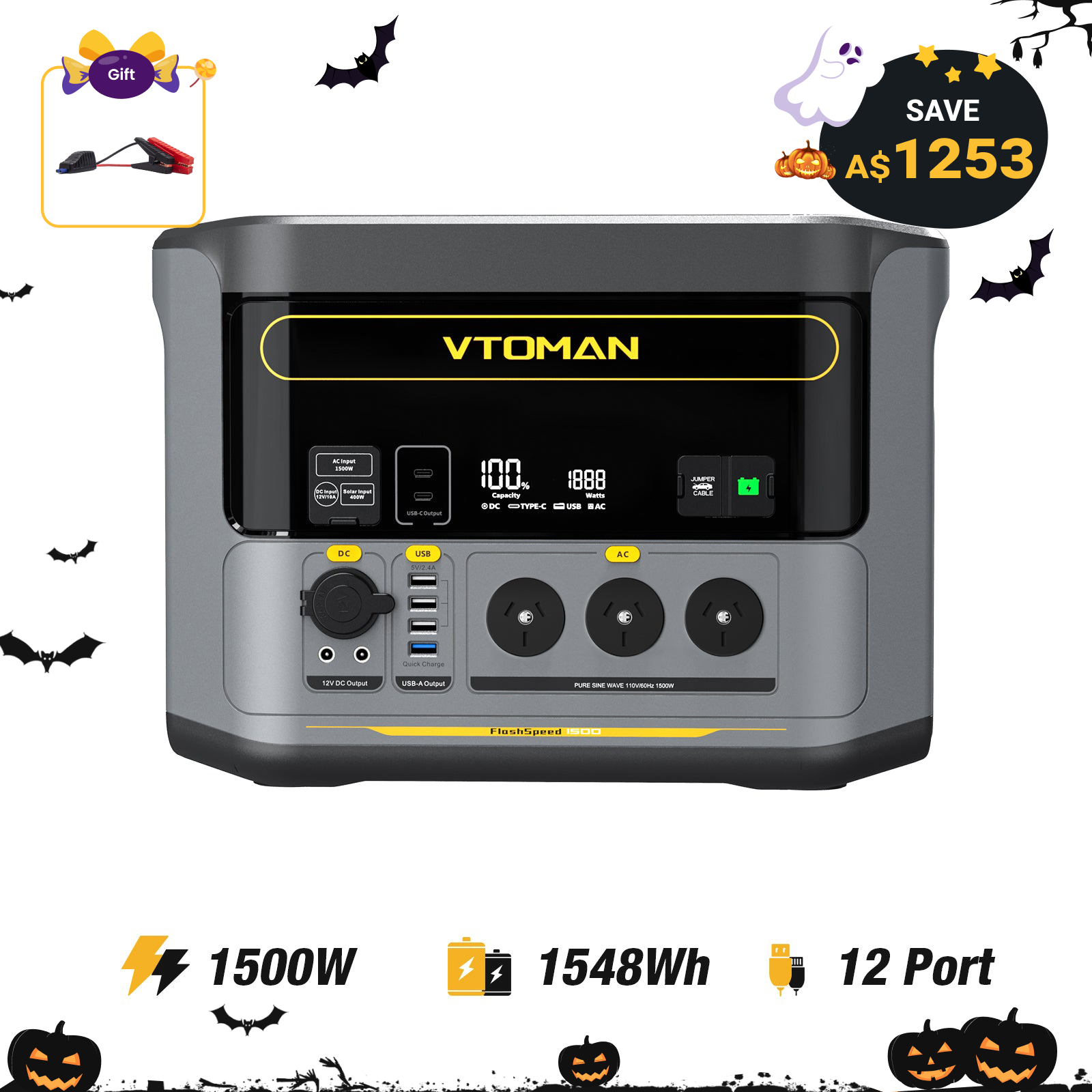 VTOMAN FlashSpeed 1500 Portable Power Station