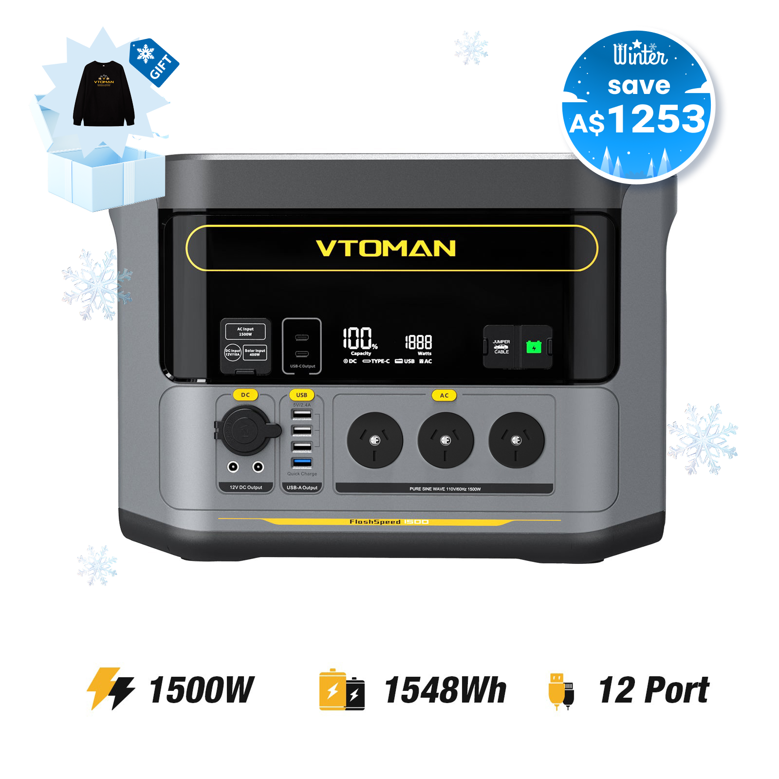 VTOMAN FlashSpeed 1500 Portable Power Station