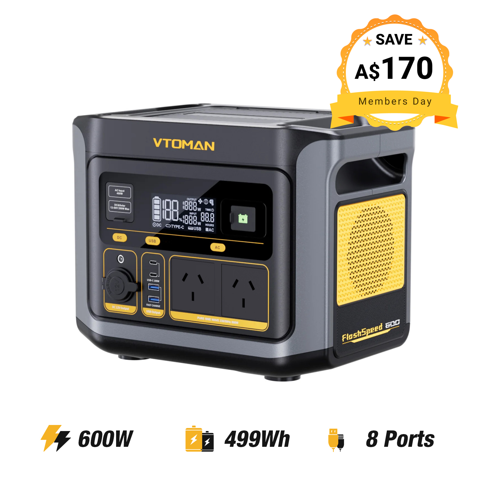 VTOMAN FlashSpeed 600 Portable Power Station
