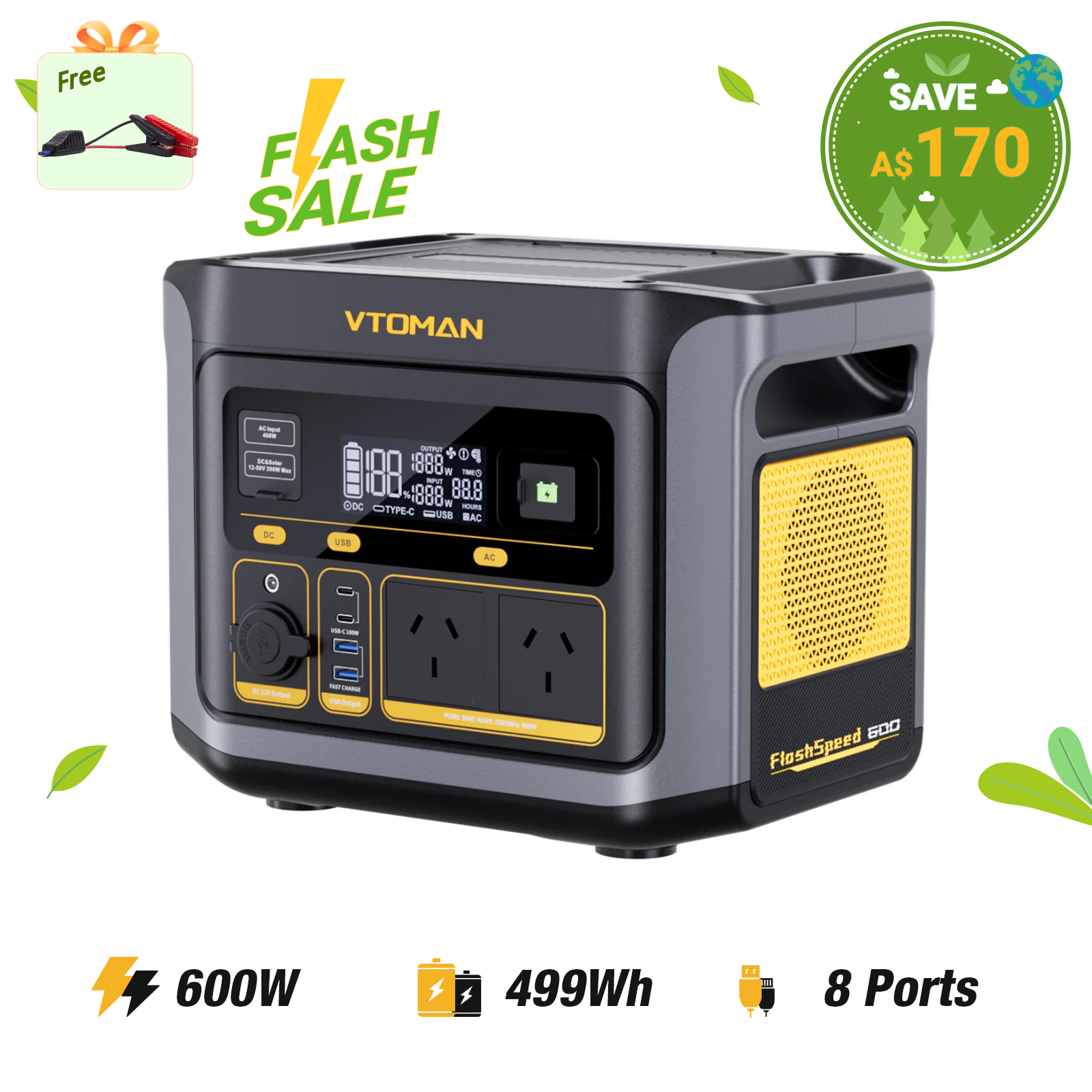 VTOMAN FlashSpeed 600 Portable Power Station