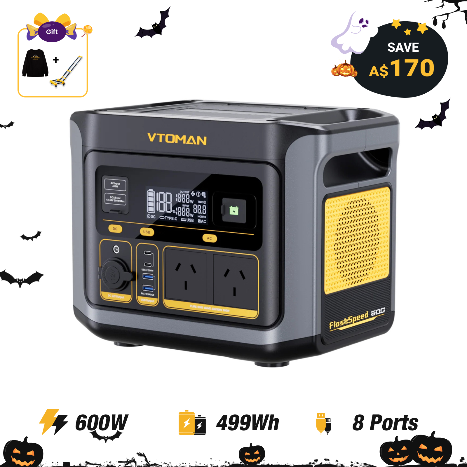 VTOMAN FlashSpeed 600 Portable Power Station