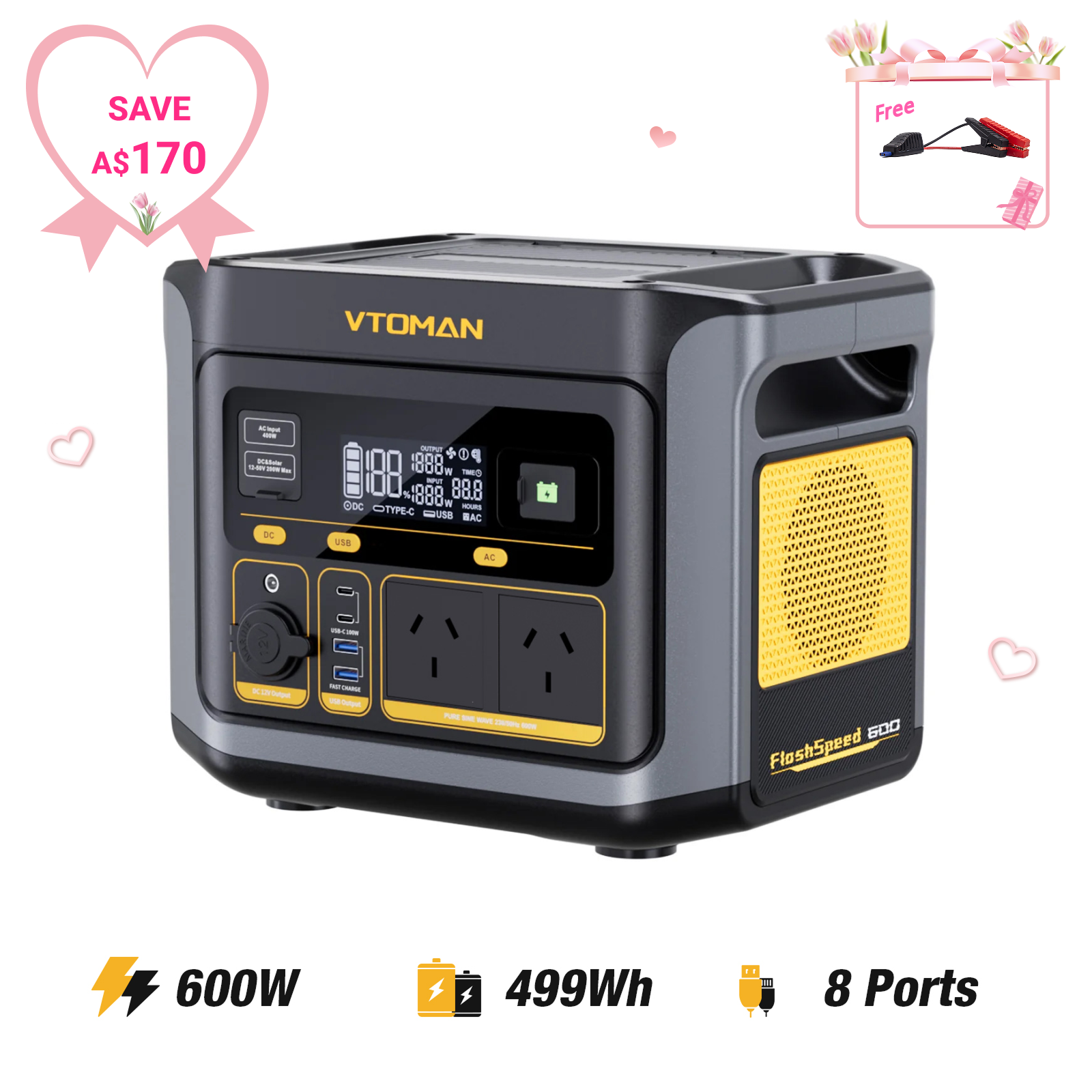 VTOMAN FlashSpeed 600 Portable Power Station