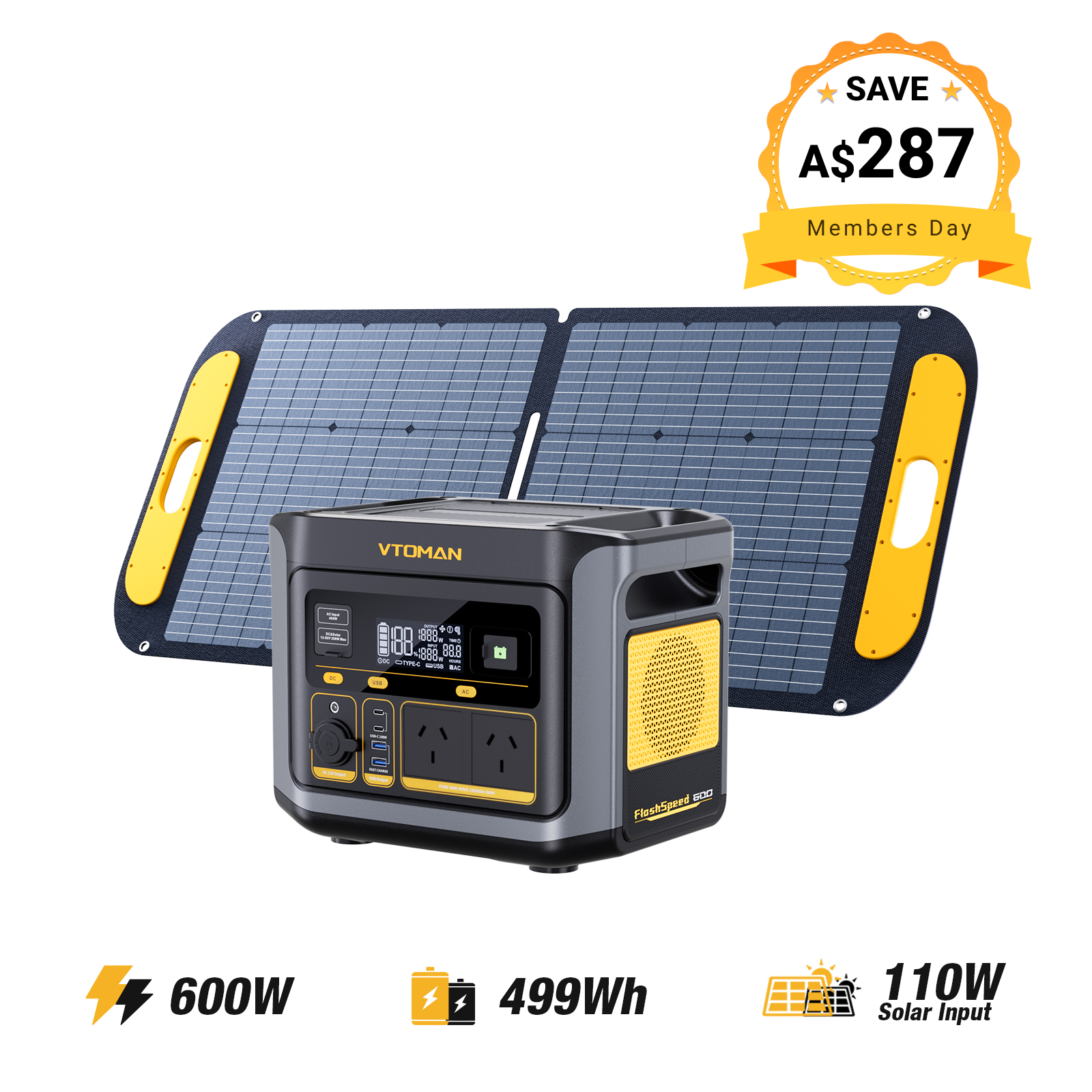 VTOMAN FlashSpeed 600 Portable Power Station