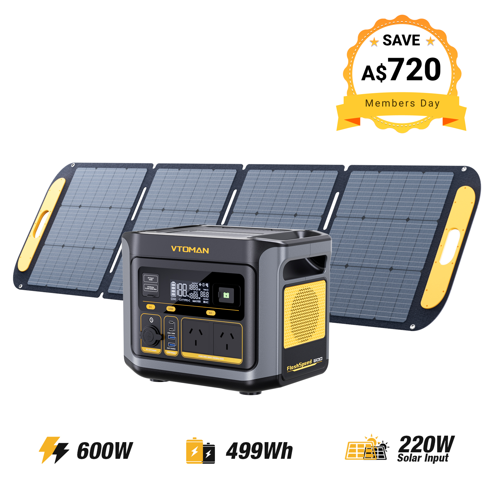 VTOMAN FlashSpeed 600 Portable Power Station
