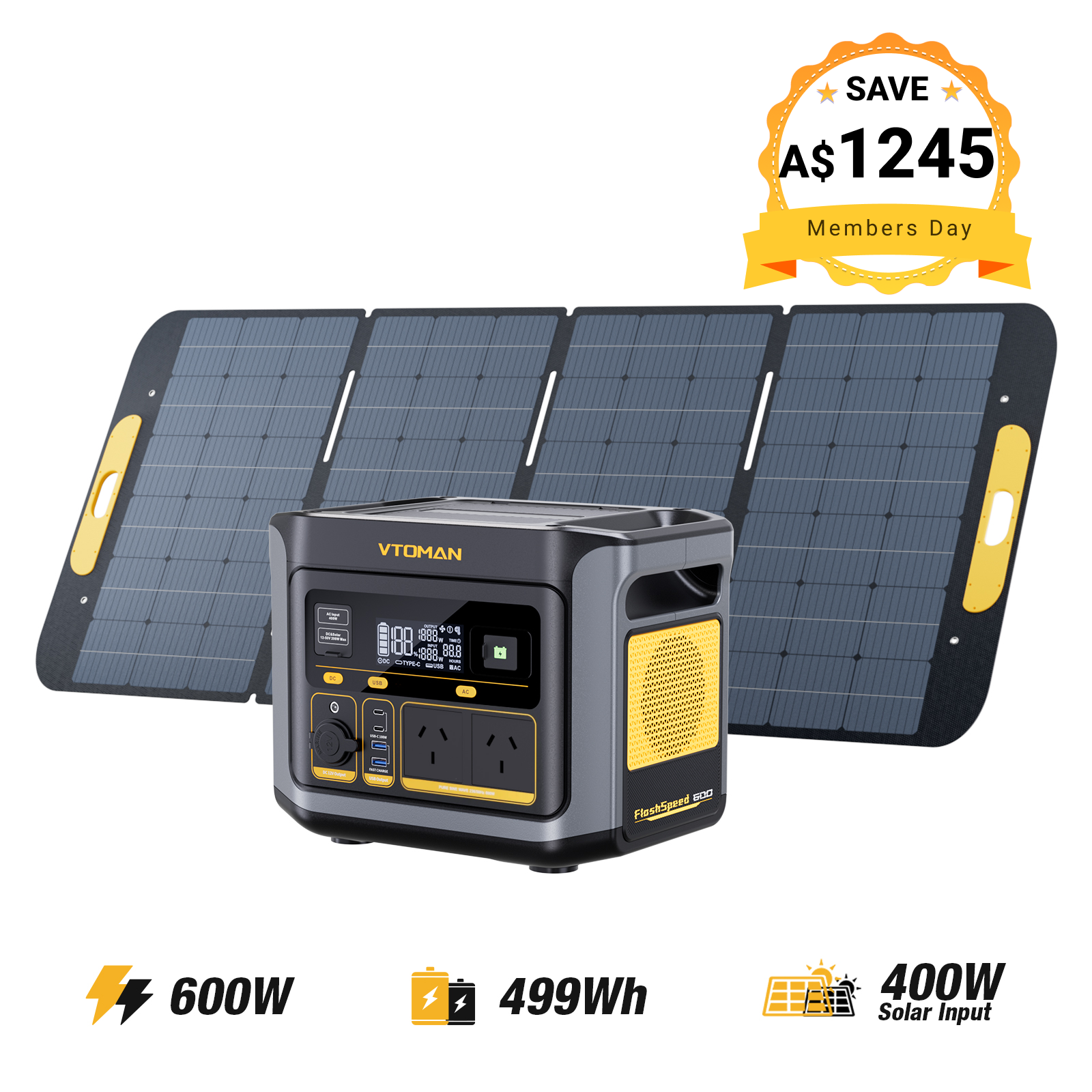 VTOMAN FlashSpeed 600 Portable Power Station