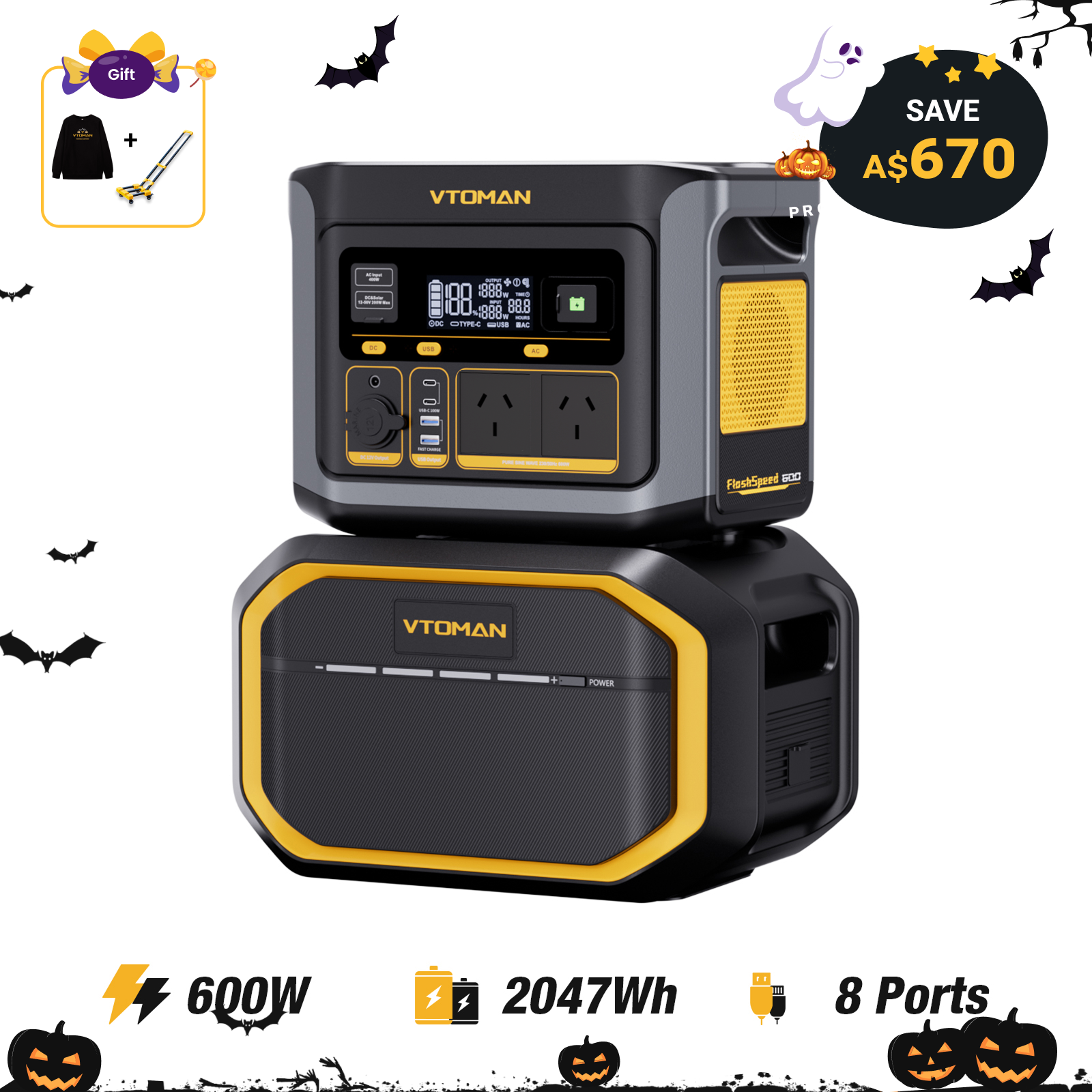 VTOMAN FlashSpeed 600 Portable Power Station