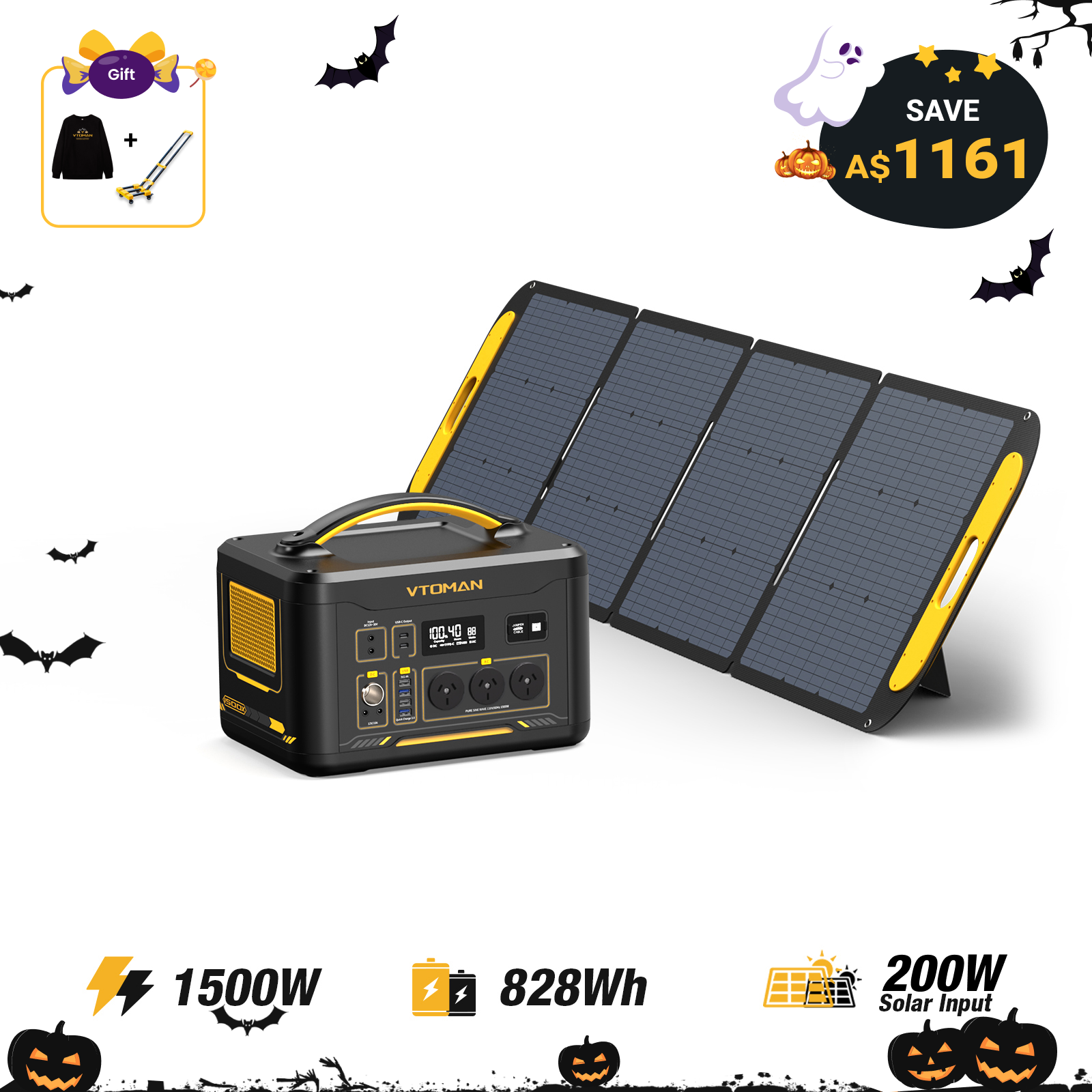 Jump 1500W/ 828Wh 200W Solar Generator