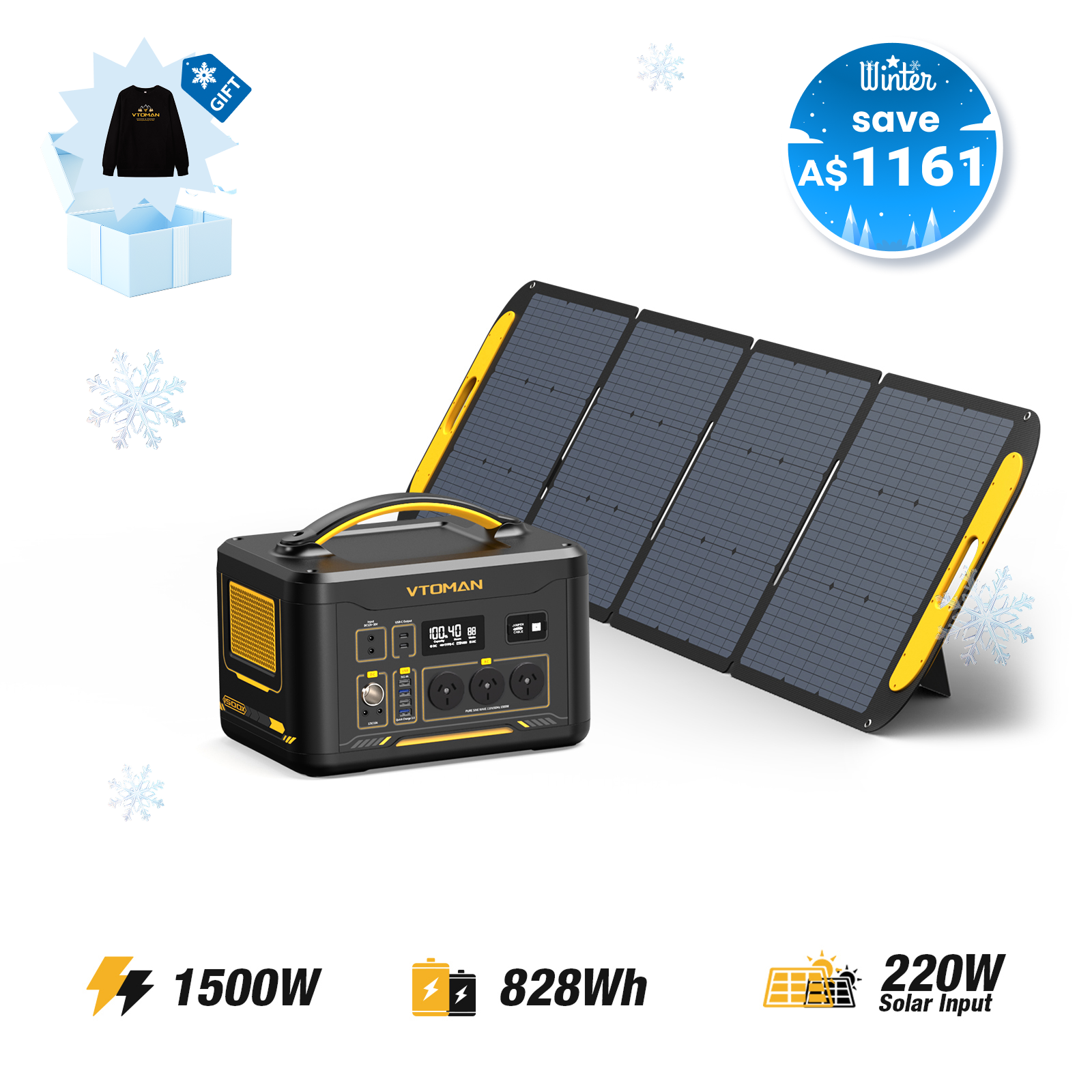 Jump 1500W/ 828Wh 220W Solar Generator