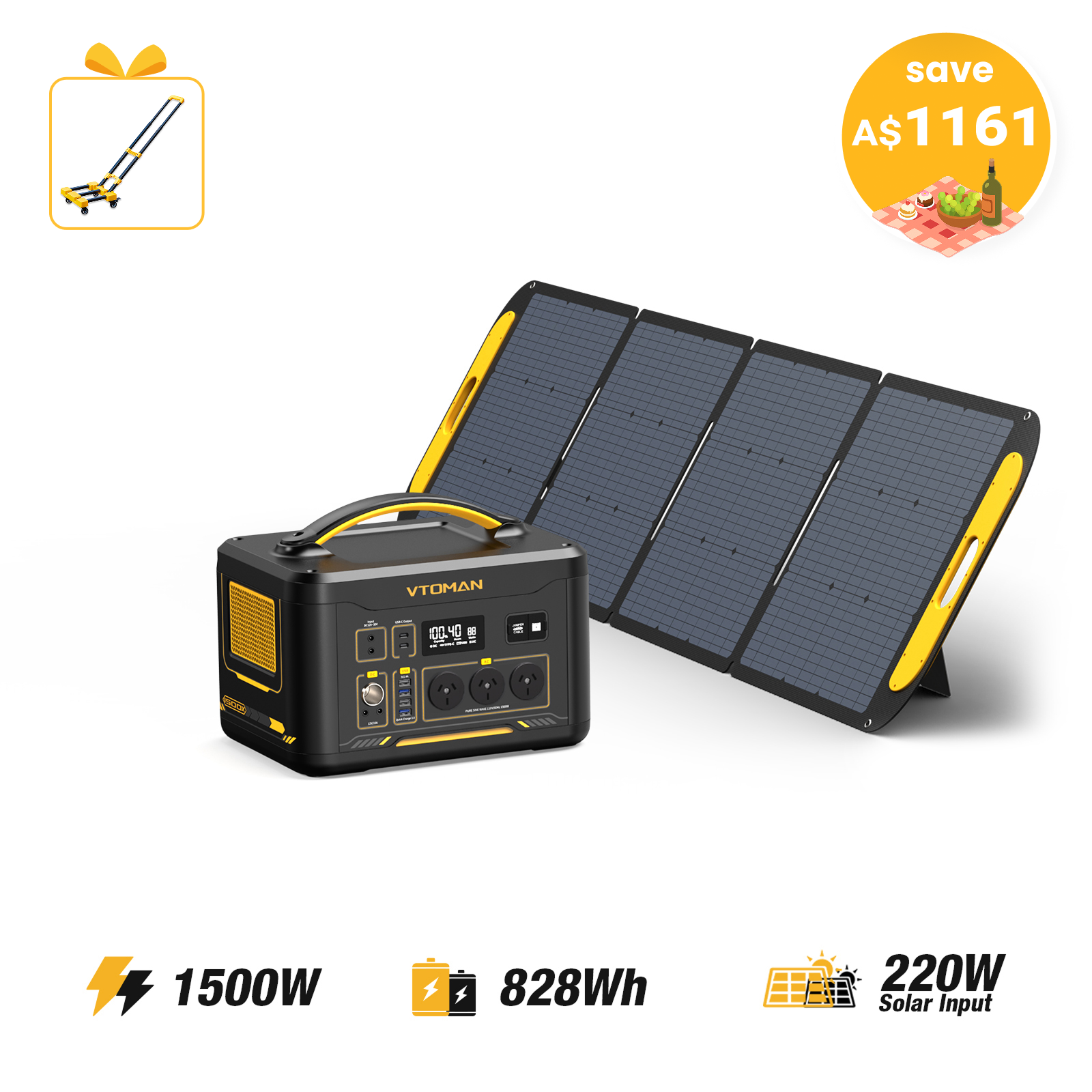 Jump 1500W/ 828Wh 220W Solar Generator