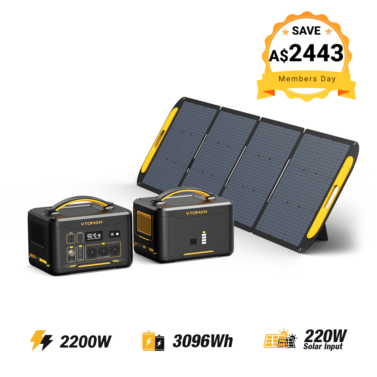 Jump 2200W/3096Wh 220W Solar Generator（pre-order）