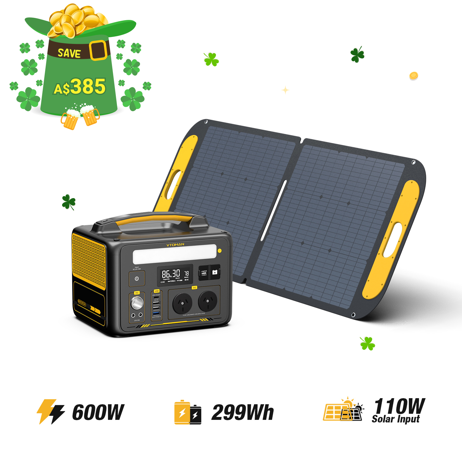 Jump 600W/299Wh 110W Solar Generator