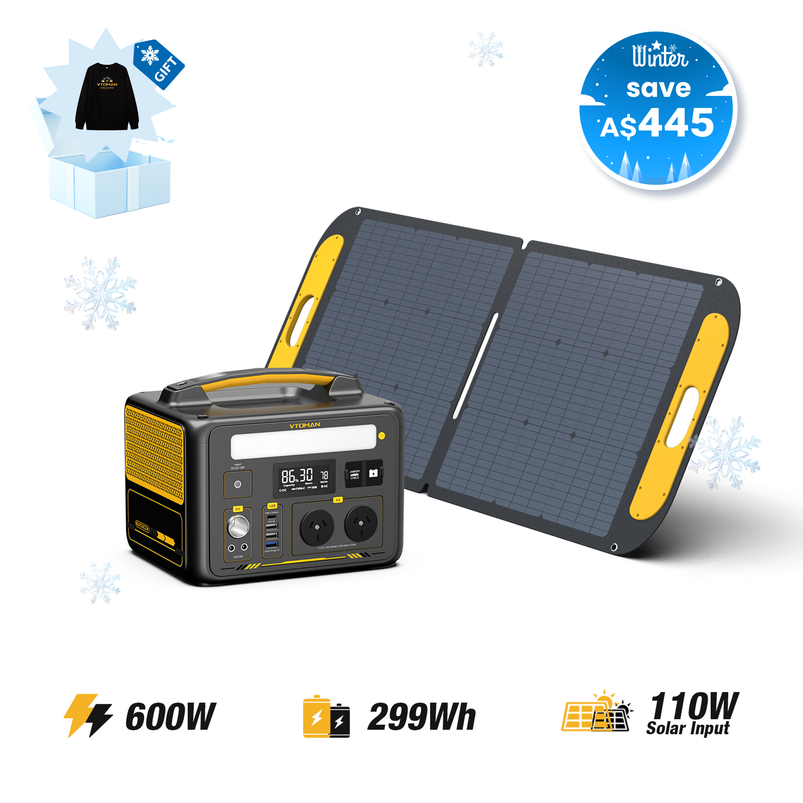 VTOMAN 110W Foldable Portable Solar Panels