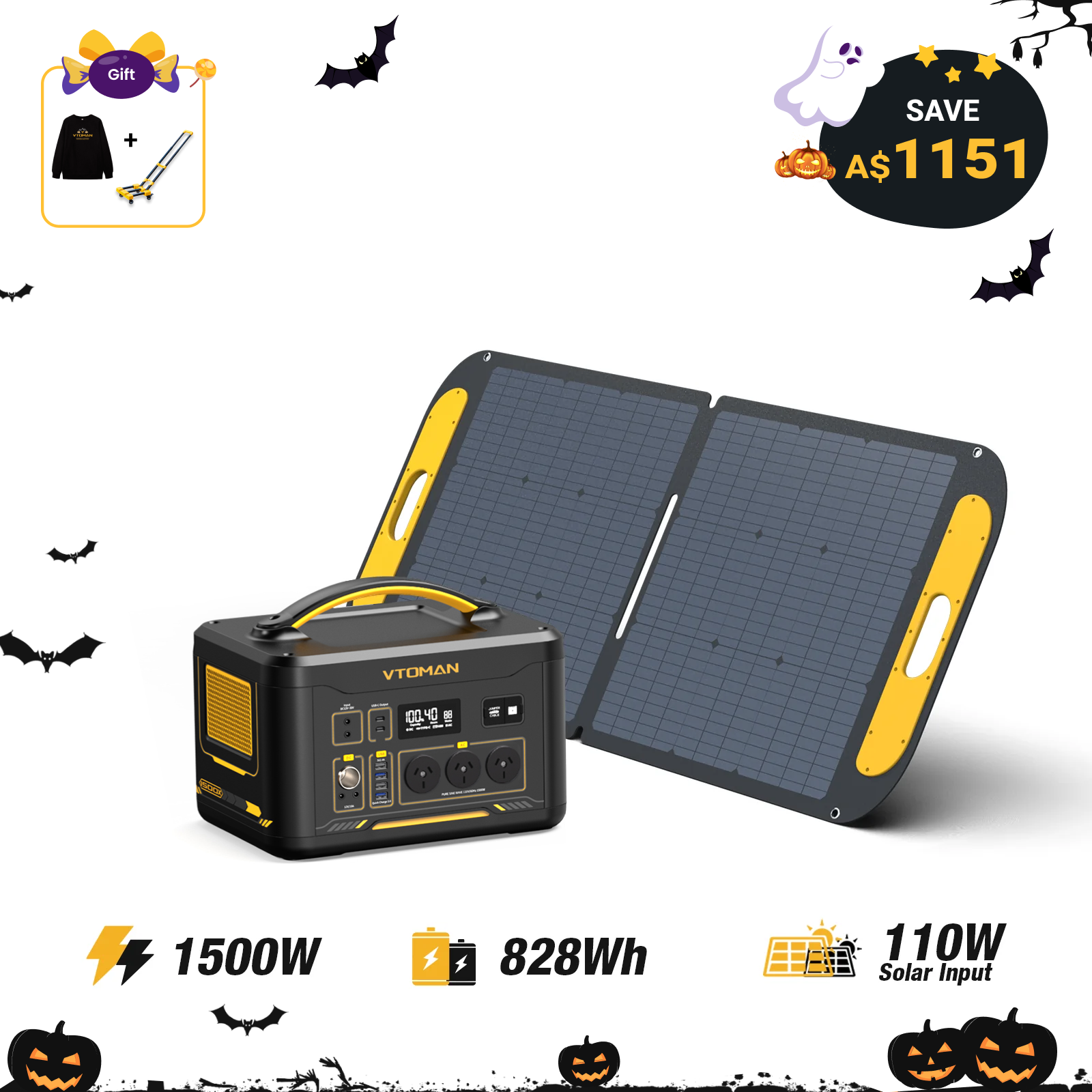 Jump 1500W/ 828Wh  110W Solar Generator